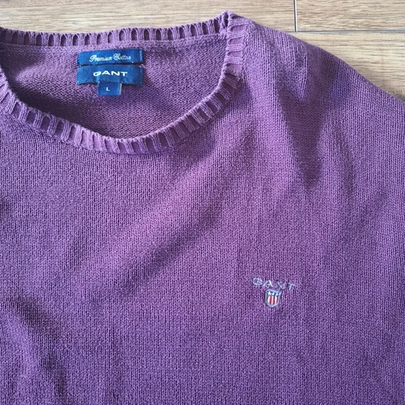 Vintage GANT Men's Pullover Sweater In Purple Size L Classic Style - Picture 4 of 4